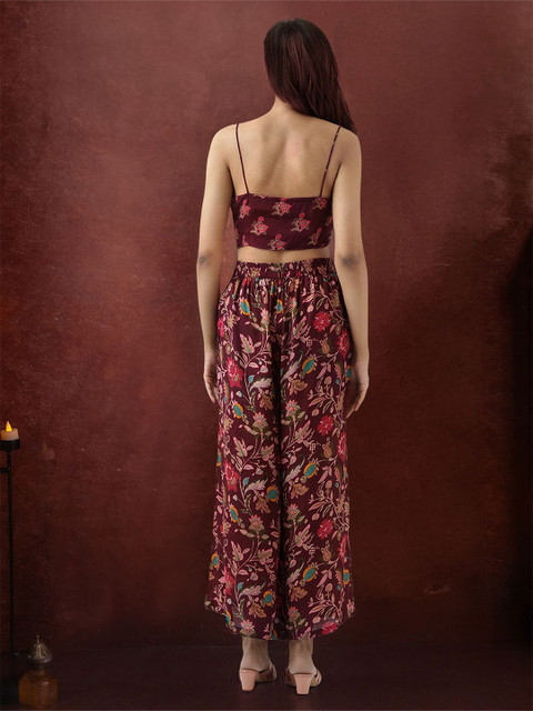Ishin Floral Printed Shoulder Straps Top With Palazzo & Shrug - Image 5