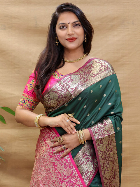 Royal Rajgharana Saree Floral Woven Design Zari Banarasi Sarees - Image 3