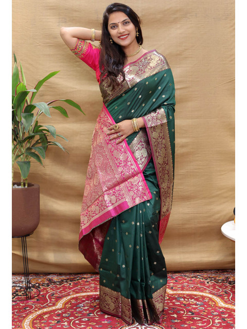 Royal Rajgharana Saree Floral Woven Design Zari Banarasi Sarees - Image 2