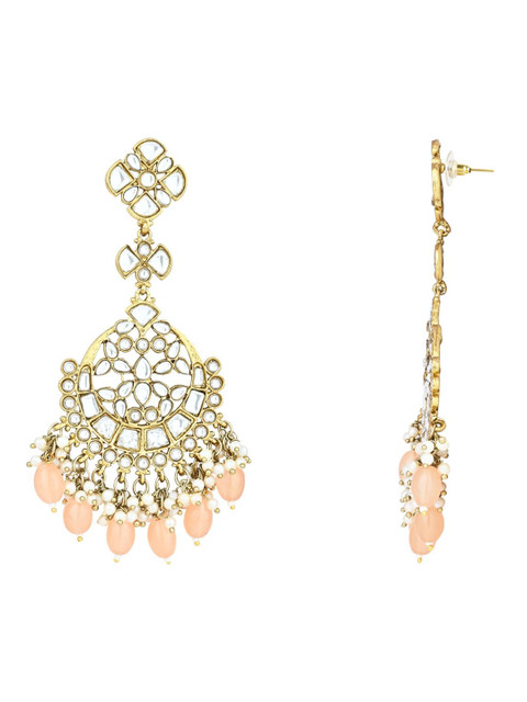 I Jewels Gold-Plated Kundan Contemporary Chandbalis - Image 4