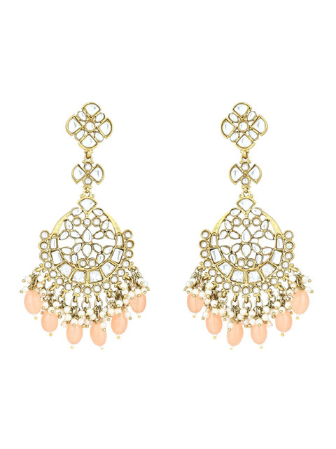 I Jewels Gold-Plated Kundan Contemporary Chandbalis - Image 2