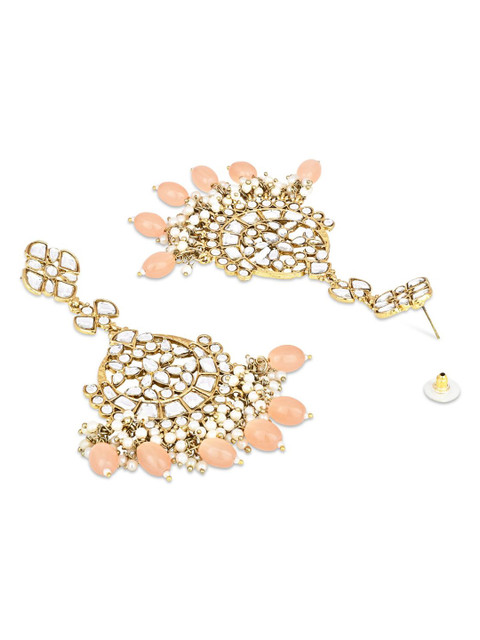 I Jewels Gold-Plated Kundan Contemporary Chandbalis - Image 3