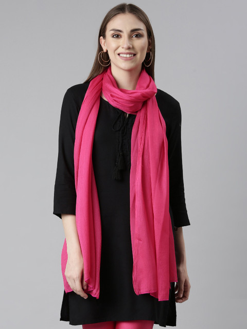 TWIN BIRDS Solid Lightweight Shimmer Dupatta