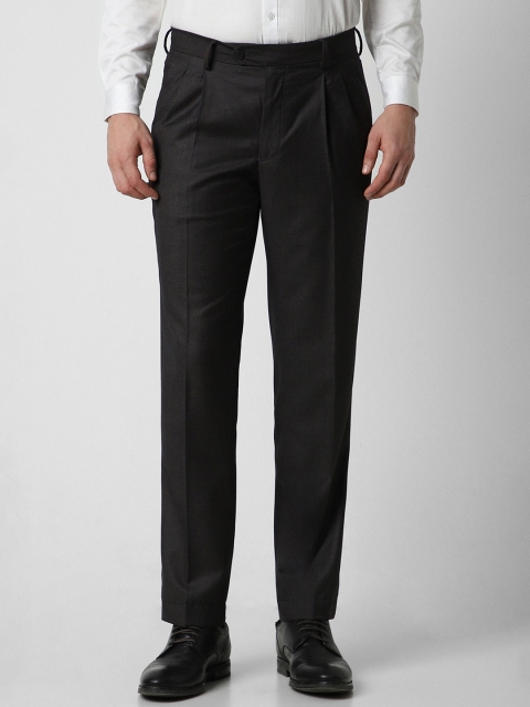 Van Heusen Men Textured Pleated Formal Trousers