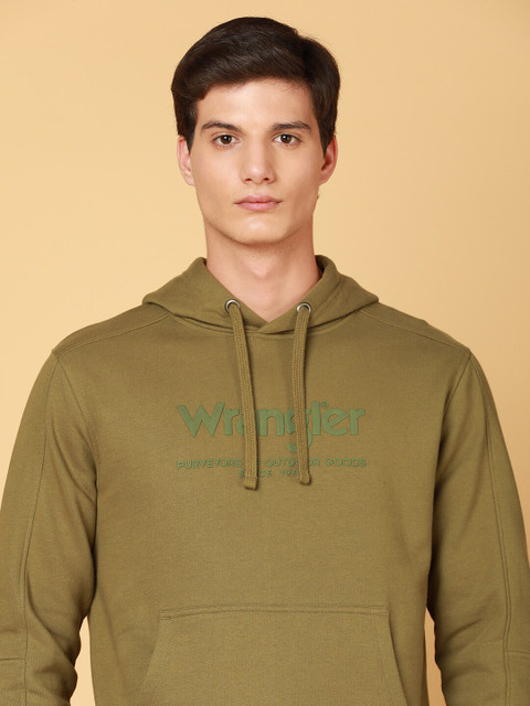Wrangler Brand Logo Printed Hooded Cotton Sweatshirt - Image 3