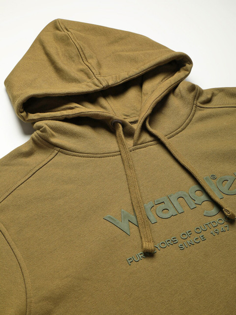 Wrangler Brand Logo Printed Hooded Cotton Sweatshirt - Image 7