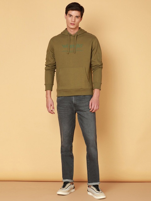 Wrangler Brand Logo Printed Hooded Cotton Sweatshirt - Image 6