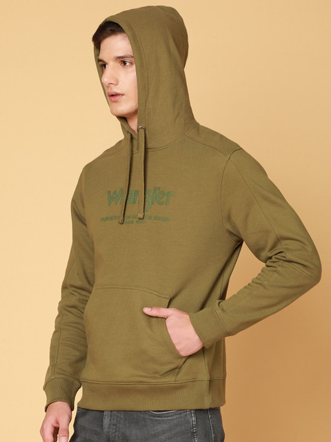 Wrangler Brand Logo Printed Hooded Cotton Sweatshirt - Image 4
