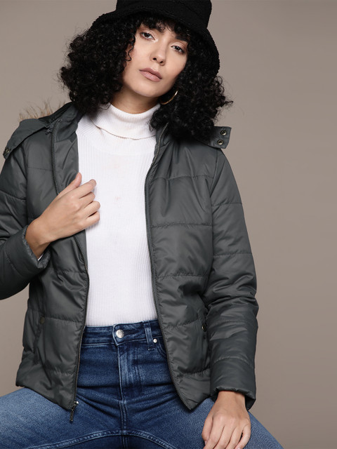 Roadster Women Solid Outdoor Puffer Jacket
