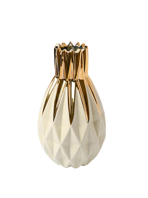 MARKET99 Cream Coloured Ceramic Flower Vase - Image 3