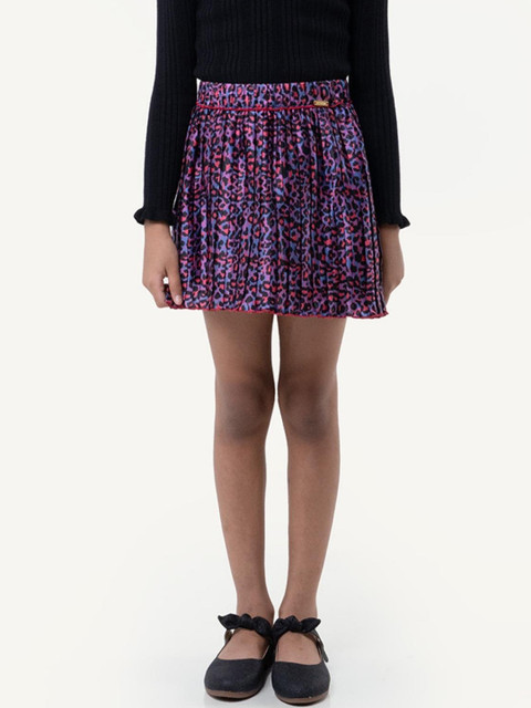 One Friday Girls Animal Printed Flared Mini Skirts