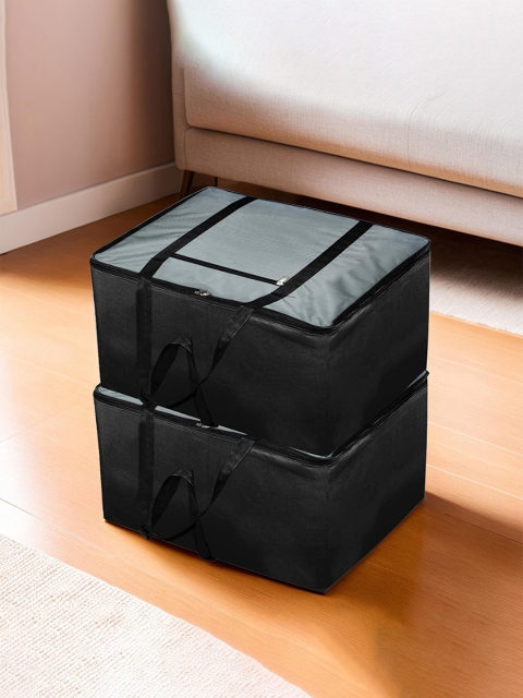 Kuber Industries Grey & Black 2 Pieces Storage Bag Cloth Organizers