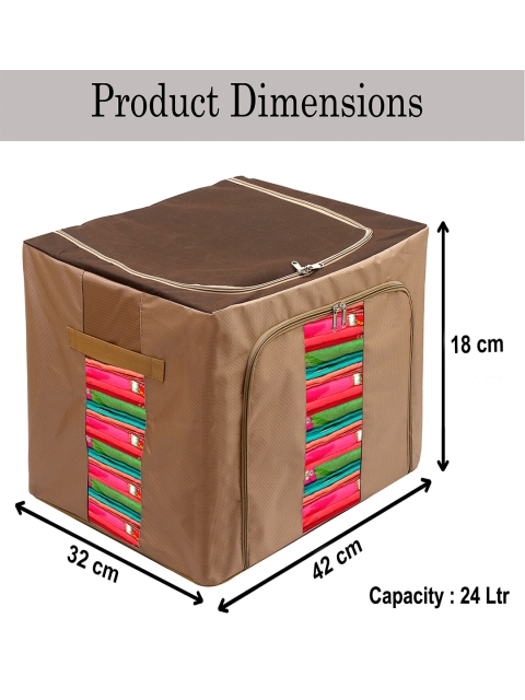 Kuber Industries 2 Pcs Brown Steel Frame Bedding Clothes Organizers - Image 5