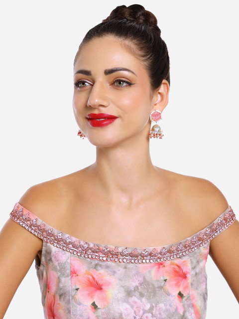 Zaveri Pearls Set Of 2 Gold Plated American Diamond Studded Jhumkas - Image 4