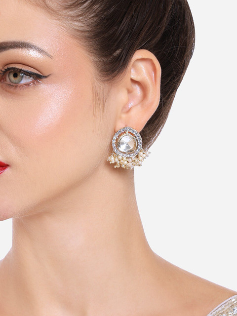 Zaveri Pearls Set Of 2 Gold Plated Austrian Diamonds Drop Earrings - Image 6