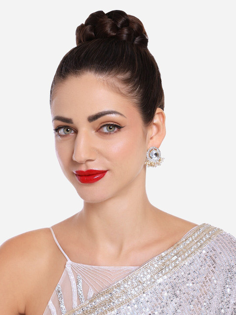 Zaveri Pearls Set Of 2 Gold Plated Austrian Diamonds Drop Earrings - Image 4