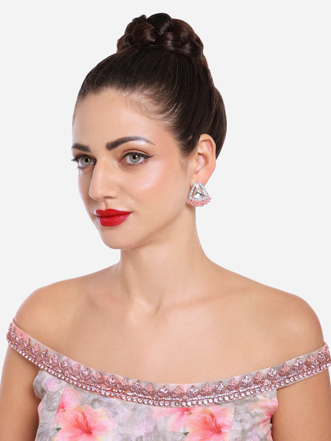 Zaveri Pearls Set Of 2 Gold Plated Austrian Diamonds Drop Earrings - Image 3