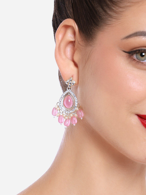 Zaveri Pearls Set Of 2 Gold-Plated Contemporary Drop Earrings - Image 3