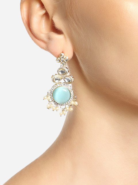 Zaveri Pearls Set Of 2 Gold-Plated Contemporary Drop Earrings - Image 5