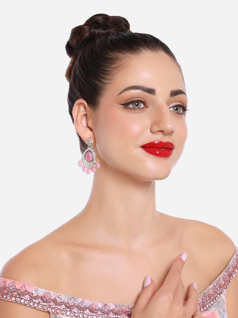 Zaveri Pearls Set Of 2 Gold-Plated Contemporary Drop Earrings - Image 4