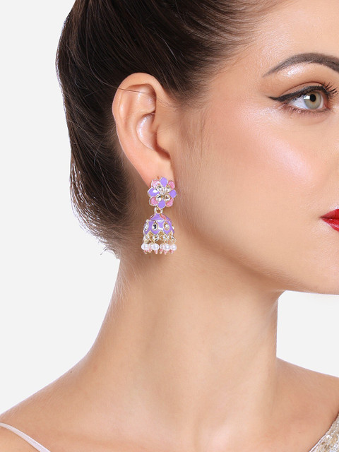 Zaveri Pearls Set Of 2 Gold-Plated Dome Shaped Jhumkas - Image 5