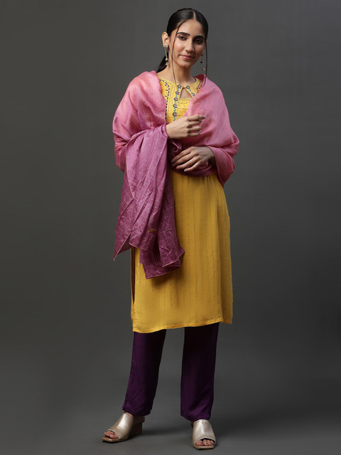 AURELIA Striped Embroidered Sequinned Dupatta