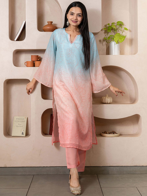 WEAVLLITE Ombre Dyed Sequinned Kurta With Palazzos