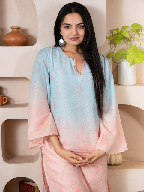 WEAVLLITE Ombre Dyed Sequinned Kurta With Palazzos - Image 5