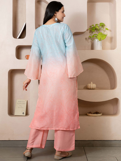 WEAVLLITE Ombre Dyed Sequinned Kurta With Palazzos - Image 4