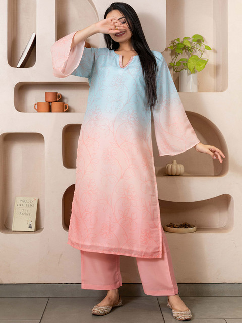 WEAVLLITE Ombre Dyed Sequinned Kurta With Palazzos - Image 3