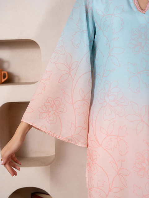 WEAVLLITE Ombre Dyed Sequinned Kurta With Palazzos - Image 6