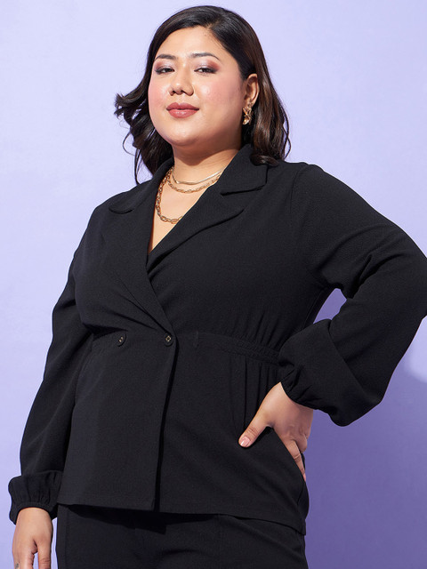 SASSAFRAS Curve Plus Size Lapel Collar Top With Straight Pants Co-Ords - Image 2