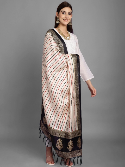 LOOM LEGACY Ethnic Motifs Printed Art Silk Dupatta - Image 3