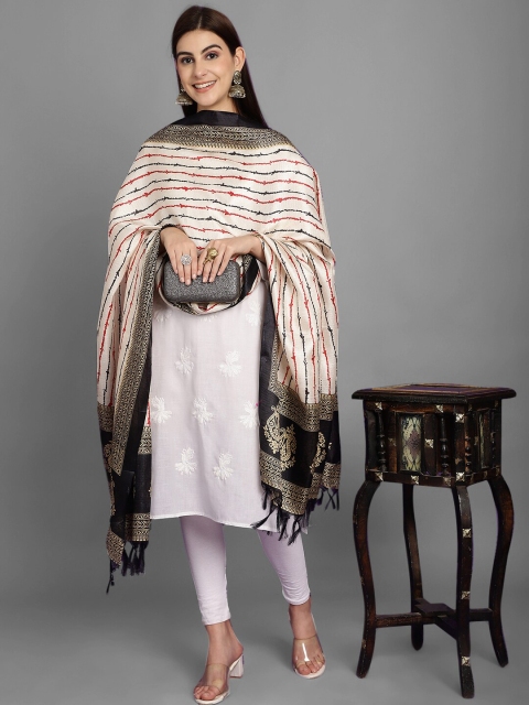 LOOM LEGACY Ethnic Motifs Printed Art Silk Dupatta - Image 4