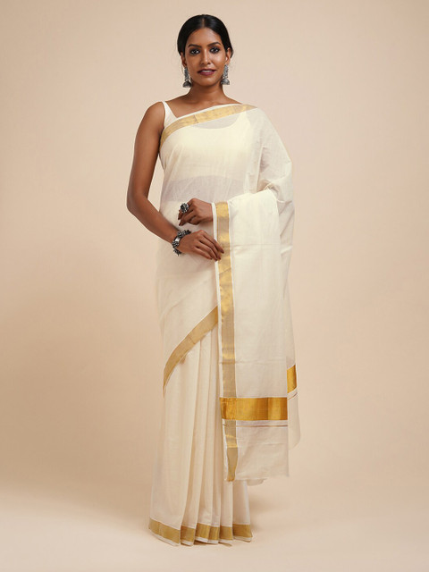 TEEJH Zari Cotton Kasavu Saree