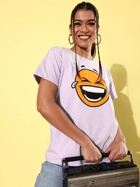 Difference of Opinion Women Printed Pure Cotton Boxy T-shirt