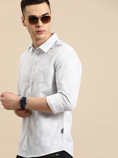 Being Human Printed Slim Fit Pure Cotton Shirt