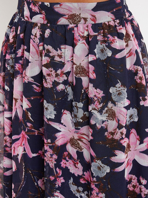 Bitterlime Floral Printed Flared Maxi Skirt - Image 6
