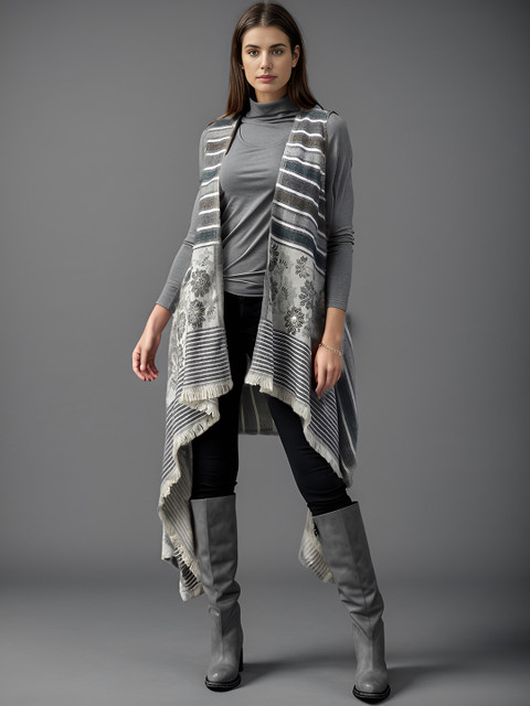 Taurus Striped Acrylic Longline Open Front Shrug