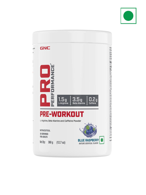 GNC Pro Performance Pre-Workout Blue Raspberry Flavour Powder - 360 gms