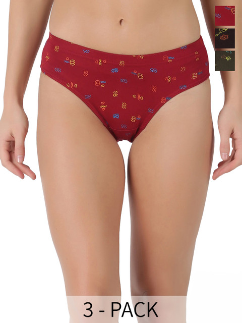 Dollar Lehar Super Combed Cotton Women Printed Hipster Panty - Pack of 3 - Assorted