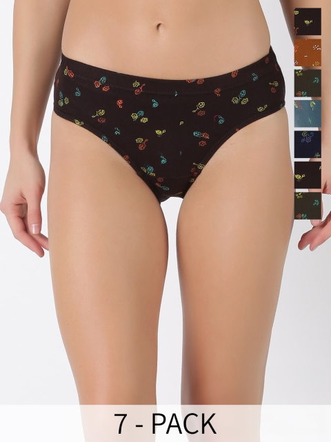 Dollar Lehar Super Combed Cotton Women Printed Hipster Panty - Pack of 7 - Assorted