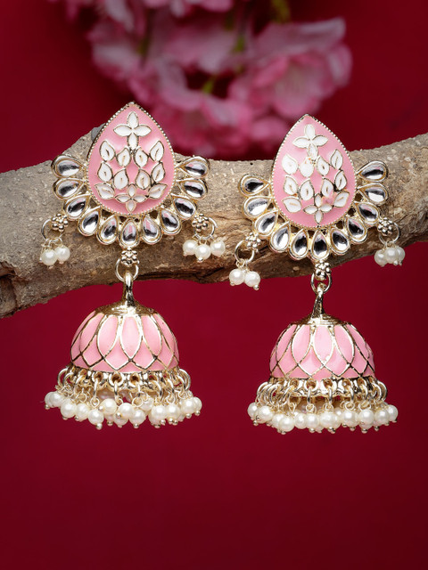 Sukkhi Gold-Plated Kundan Studded Contemporary Jhumkas Earrings