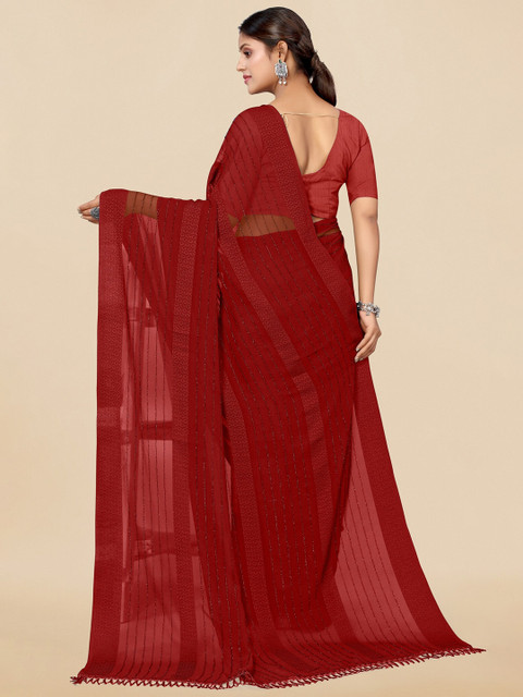 KALINI Maroon Embellished Saree - Image 3