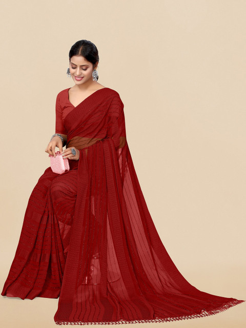 KALINI Maroon Embellished Saree - Image 4