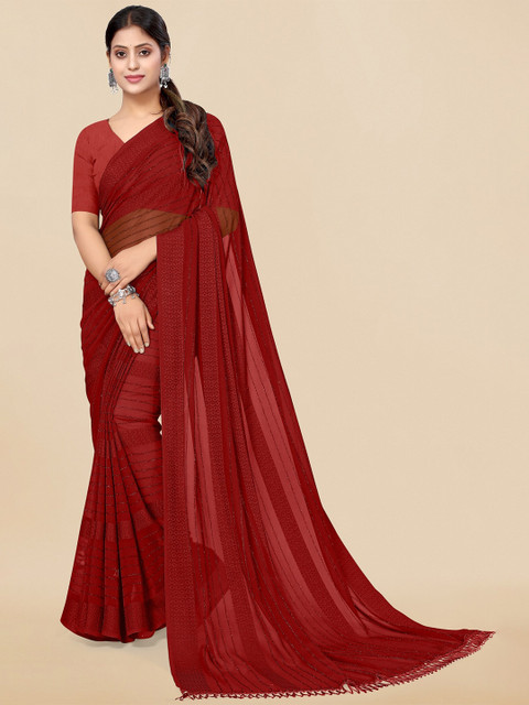 KALINI Maroon Embellished Saree