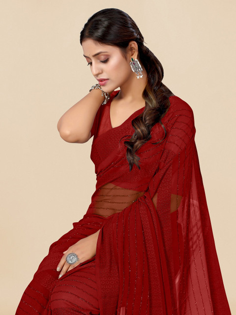 KALINI Maroon Embellished Saree - Image 5