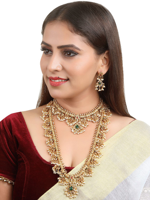 GRIIHAM Gold-Plated Cubic Zirconia Studded Jewellery Set