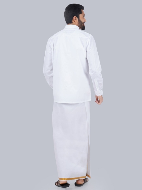 Ramraj Long Sleeves Shirt With Gold Jari Border Veshti - Image 6