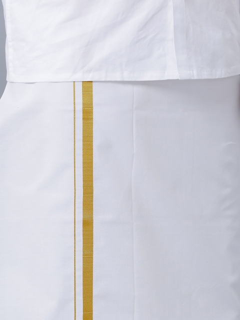 Ramraj Long Sleeves Shirt With Gold Jari Border Veshti - Image 3